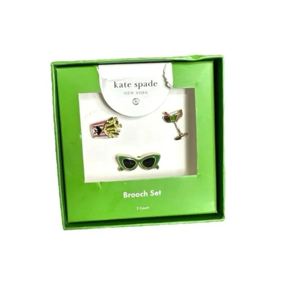 Kate Spade x Target ~ 3pk Novelty Pin Brooch Set ~ SunGlasses‎ Fries Martini